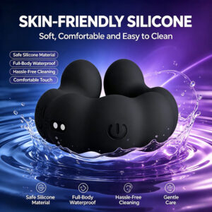 Rechargeable Vibrating Cock Ring, Dual-Use Couples Ring, Liquid Silicone, Black