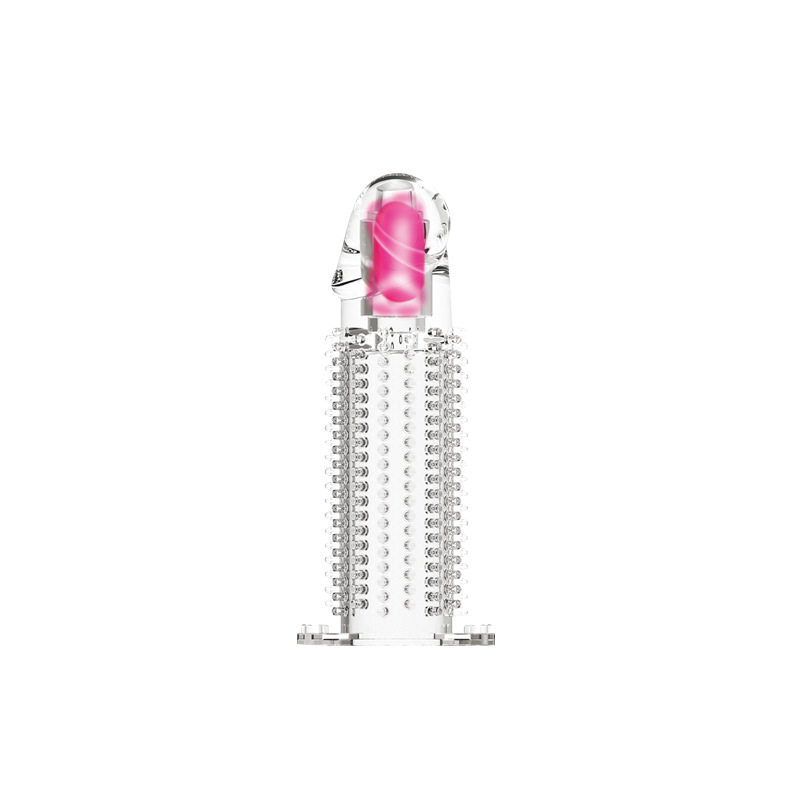 Vibrating Closed-Tip Glans Cover, TPE Wearable Sleeve, Spiked Texture - Image 5