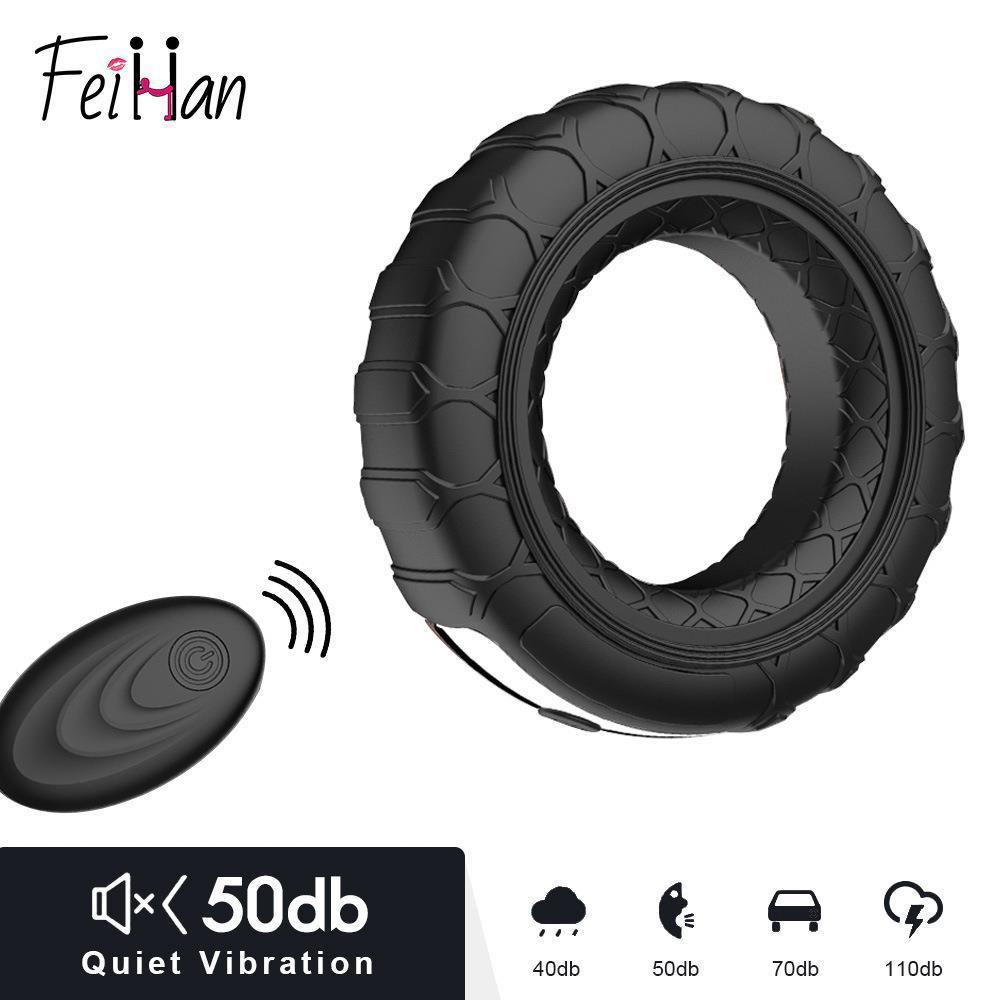 Remote-Controlled Vibrating Locking Ring Silicone Rechargeable Delay Ring for Men - Image 3