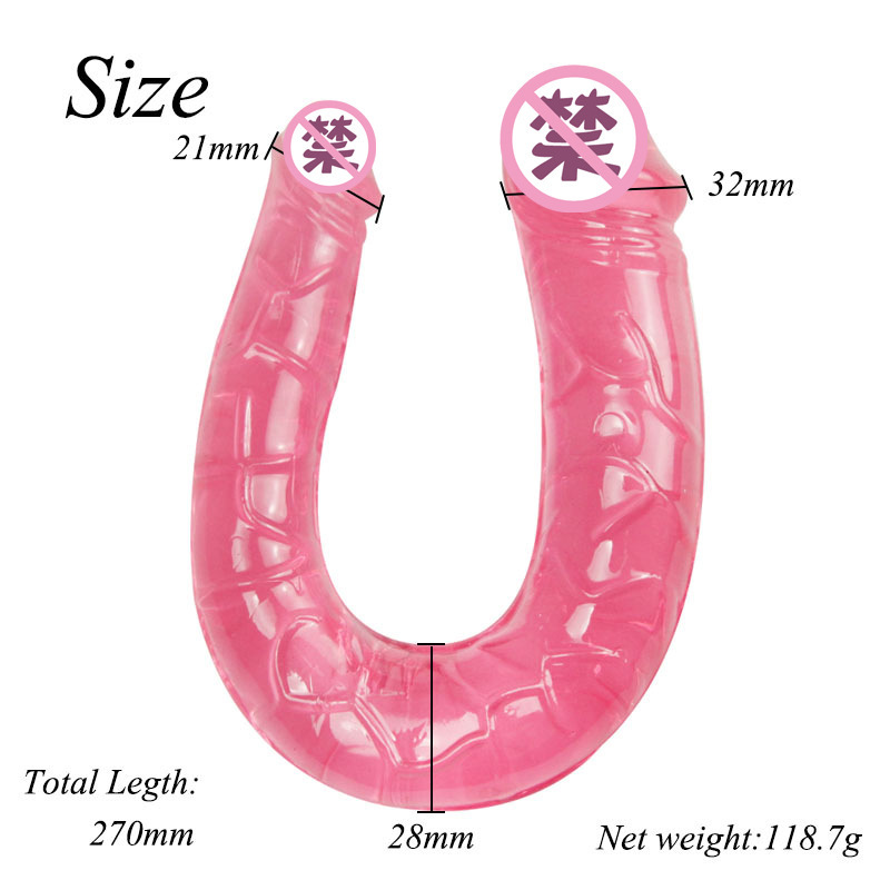 ORISSI Double-headed Dildo 13 cm Silicone-TPR Manual Female Masturbator, Pink - Image 2