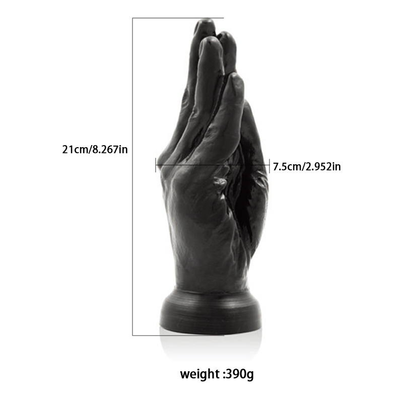 Palm Anal Plug Dildo, Black PVC Long Shaft, Unisex Adult Toy - Image 2
