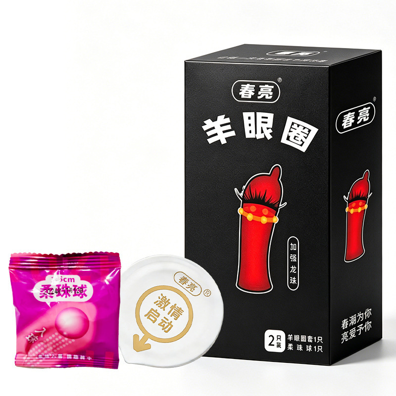 Dragon Ball Sheep-Eye Textured Latex Ring Condom with Spiked Stimulation Particles - Image 5