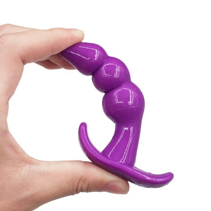 Lian Zhu G-Spot Anal Plug with Pull Bead Tail, Mini Triple-Bead Design, Pink TPR - Image 4