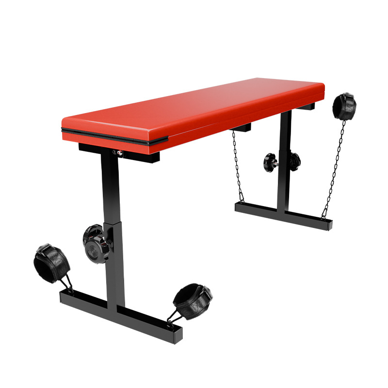 Jiuai SM Wooden Horse Stool with Hand and Foot Cuffs, Metal Bondage Restraint Set for Couples - Image 5