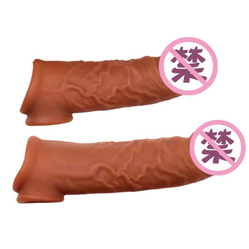 Liquid Silicone Textured Penis Sleeve, Spiked Extender for Length and Girth, Manual Control - Image 5