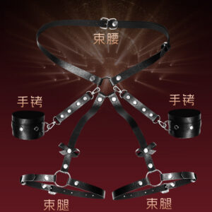 Jiuai SM Flirting Set with Metal Handcuffs and Nipple Clamps, Black Bondage Couple Kit