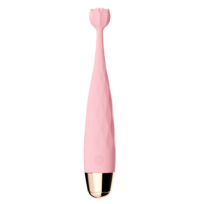 Rechargeable Lotus Multi-Frequency Vibrator Wand, Silicone Heating Teasing Stick, Pink - Image 5
