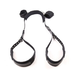Split-Leg Restraint Strap Set with Hand Cuffs and Black Mouth Gag, PVC, Adult
