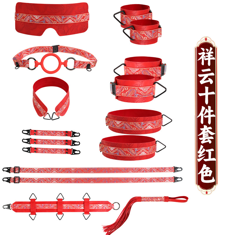 SM Restraint Kit 10-Piece Set with Handcuffs and Binding Rope, Red - Image 5