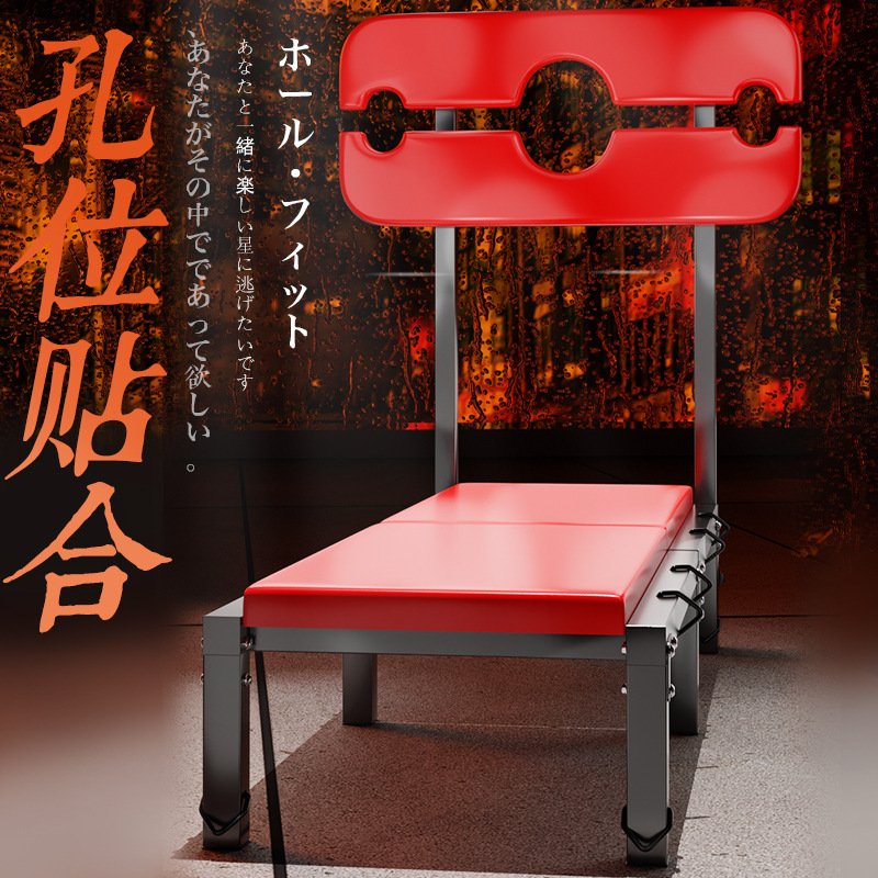 SM Bondage Furniture Restraint Pad with Handcuffs, Iron and PU Leather, Black or Red - Image 3