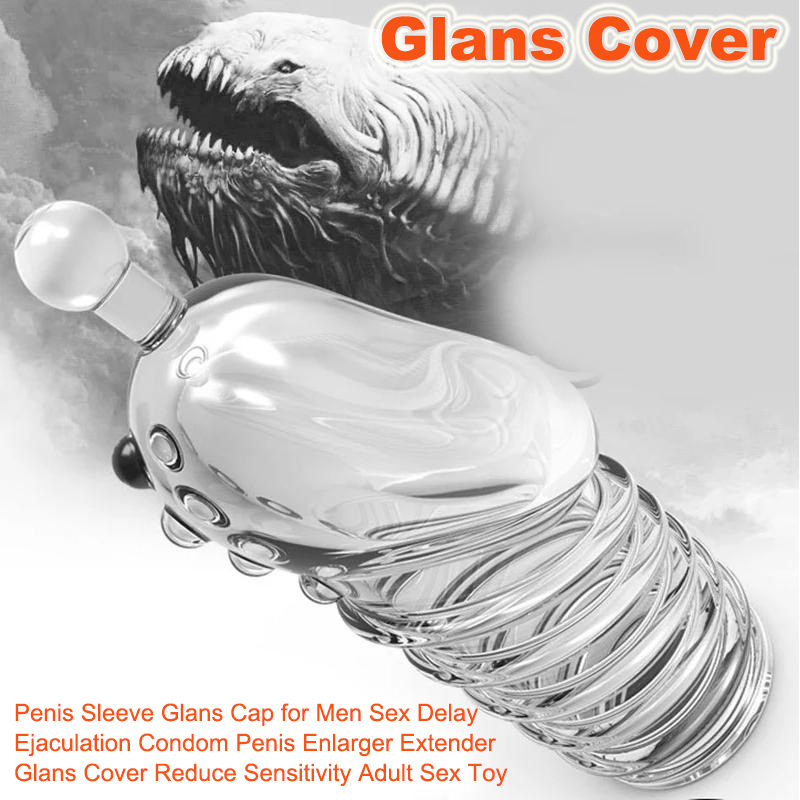 Textured Glans Condom Sleeve, Wolf-Tooth Stimulation, Transparent Soft Rubber, Manual Couples Toy - Image 2