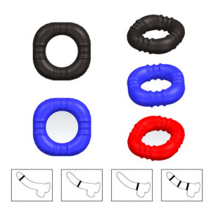 Liquid Silicone Penis Ring, Single Blue Locking Ring for Adults