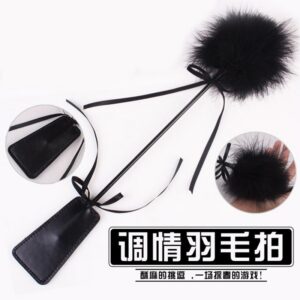 Faux Leather Teasing Racket with Feather Tickler for Adult Foreplay