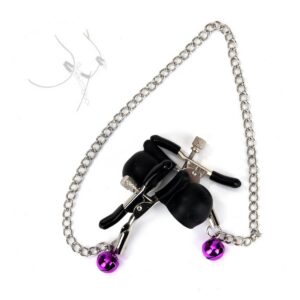 Vibrating Metal Breast Clamp with Teasing Bells for Adult Sensory Play