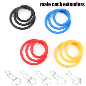 Silicone Triple-Ring Delay Cock Ring, Manual Non-Vibrating Stamina Ring for Men