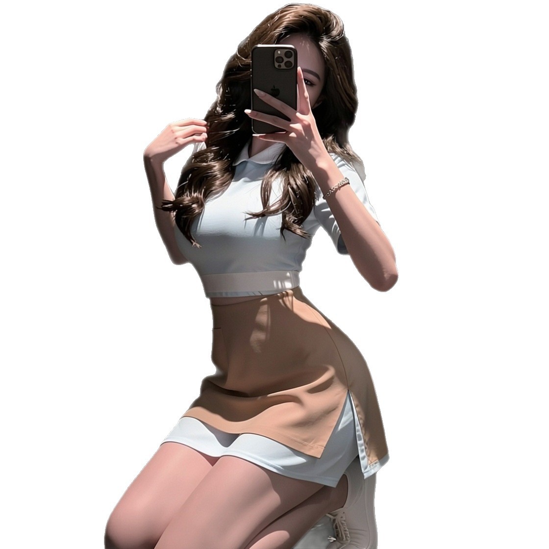 Holiyland Waitress Maid Cosplay Costume Set with Apron, Blue Dress - Image 5