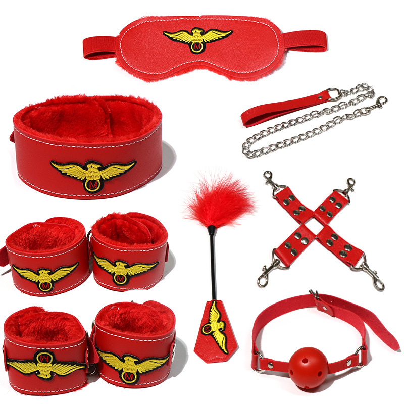 Eight-Piece Faux Leather Bondage Restraint Kit with Bed Straps and Metal Hardware - Image 5
