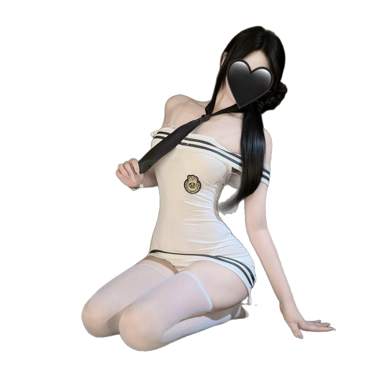 Sailor Stewardess Roleplay Lingerie Set with Tube Top and Straps - Image 5