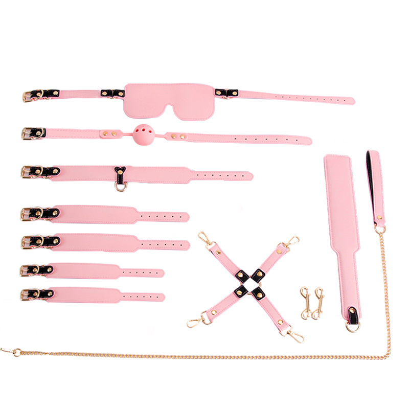 Jiuai SM Prop Bondage Set for Women, PU Restraint Accessories, Deep Pink Couple Play Kit - Image 4