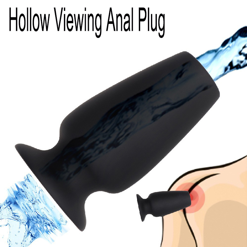 Hollow Anal Plug, Small Silicone Training Plug, Black - Image 2