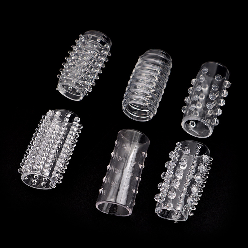 Crystal Caterpillar Textured Locking Ring 6-Pack, Transparent Soft Silicone-Style Cock Rings - Image 4