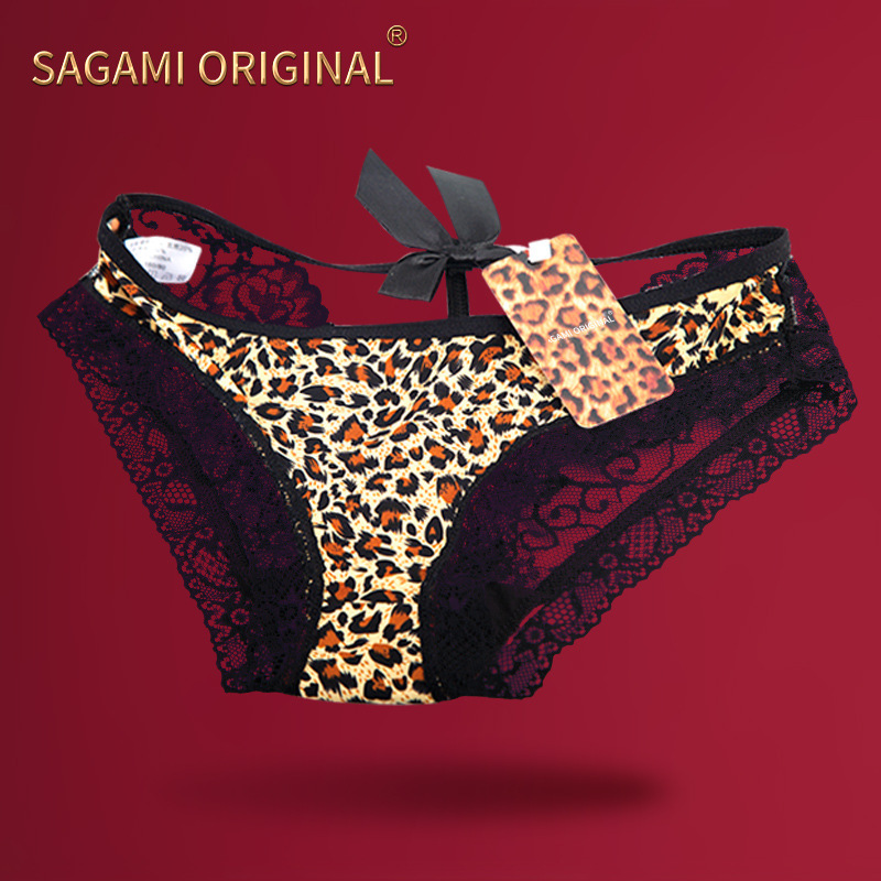 Women's Leopard Print Lace Briefs Low-Rise Ice Silk Seamless Panties - Image 2