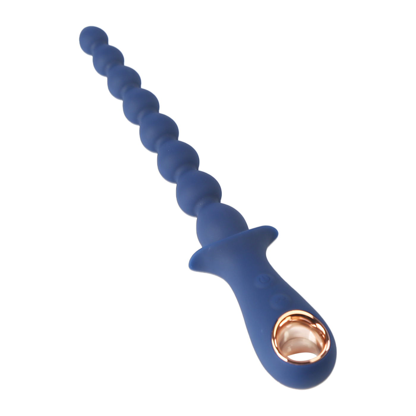 Bracelet-Style Vibrating Anal Beads with Eight Silicone Beads, Button Control, Blue - Image 5