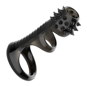 Black Crystal Textured Penis Sleeve Condom, Anti-Shedding Ring, TPE Delay Cover