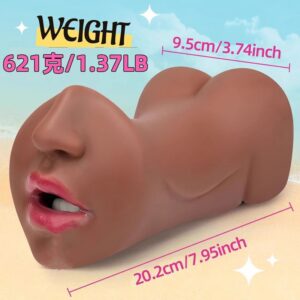 Three-Channel TPE Masturbator with Dual-Entry Design, Skin-Tone Manual Stroker