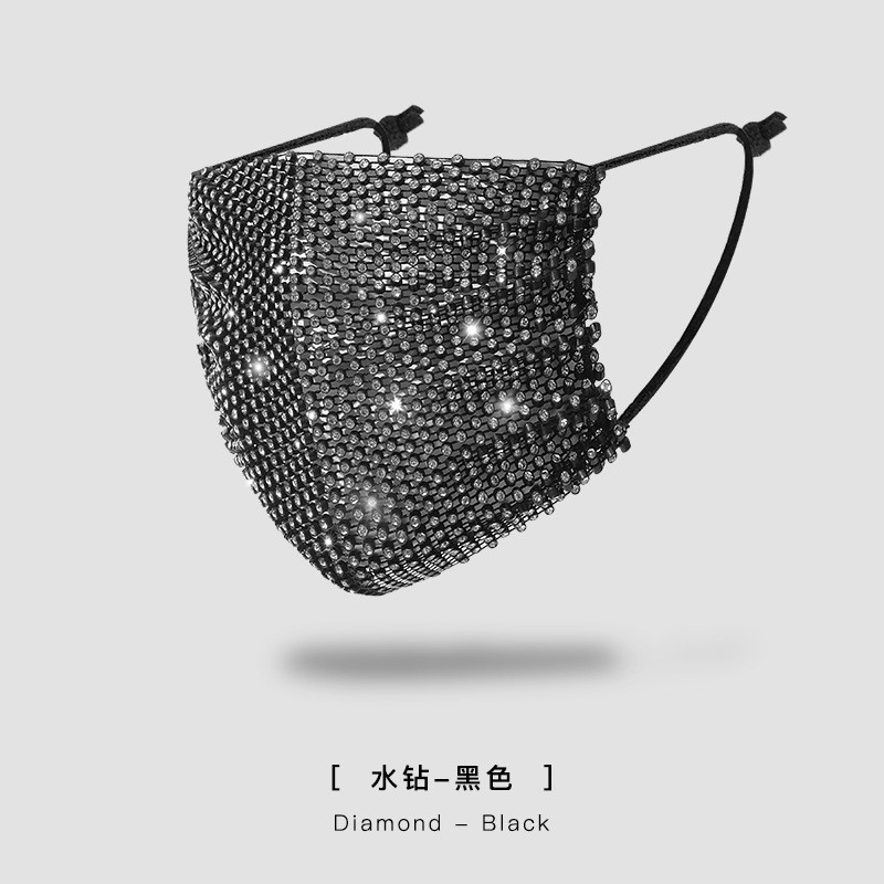 Rhinestone Face Mask with Diamond Jewelry Accents, Light Purple Party Mask - Image 3