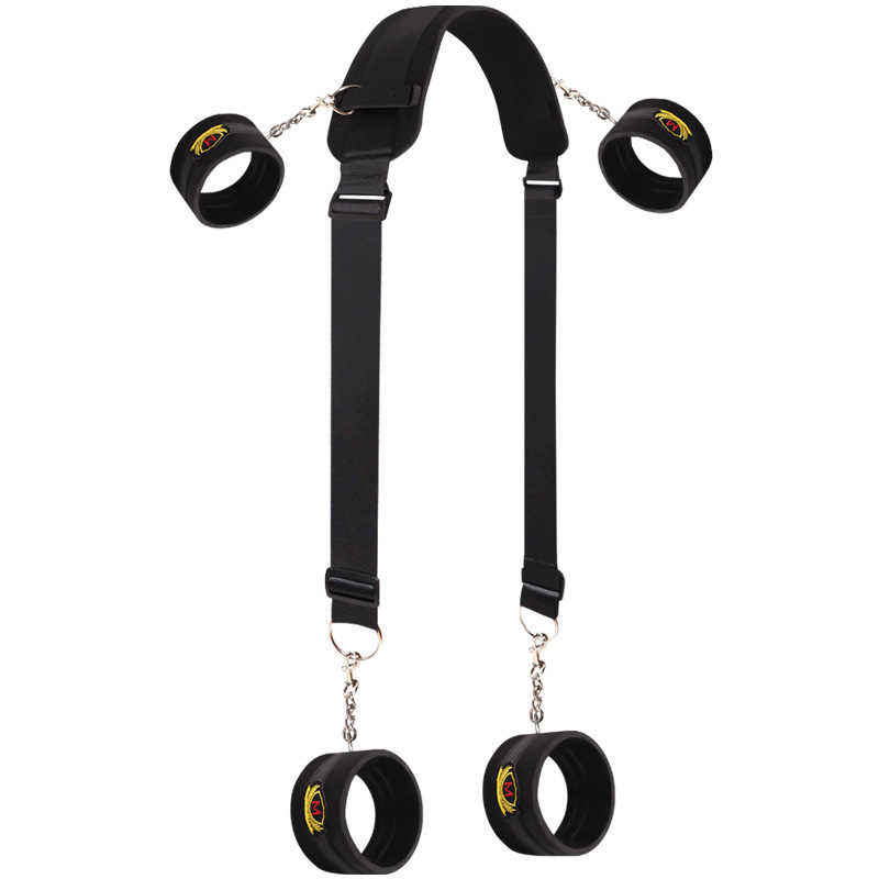 SM Magic Leg Restraint Strap with Metal Cuffs and Nipple Clamps for Couples - Image 4