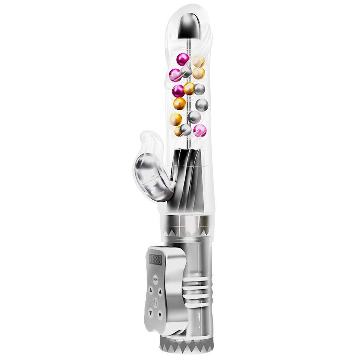 Retractable Rotating Bead Vibrator with 36 Modes, USB Rechargeable Thrusting Wand - Image 3