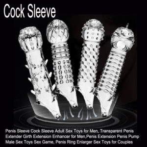 Textured Studded Condom Sleeve with Wolf-Tooth Particles, Delay Lock Design, TPE