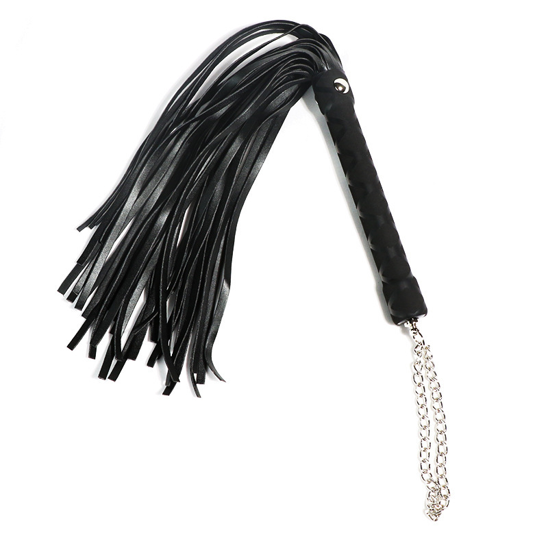 Jiuai SM Tassel Horsewhip Faux Leather Whip Black-Red Handle - Image 4