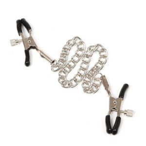 Nipple and Labia Clamps with Chain, Pink B Style, Adult Sensory Accessory
