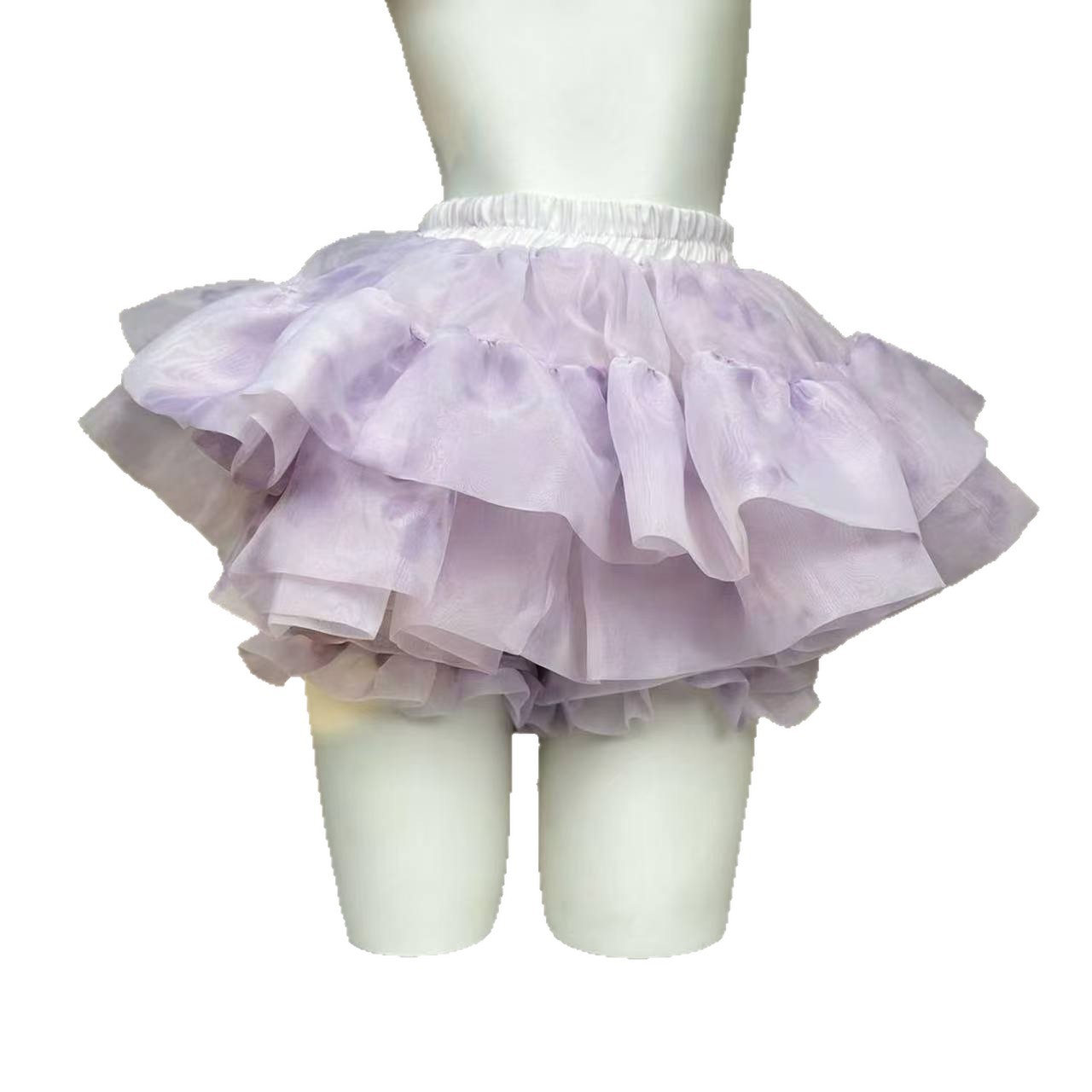 Sweet Lolita High-Waisted Puffy Mini Skirt, White Cake-Layer Design, Petite Fit - Image 5