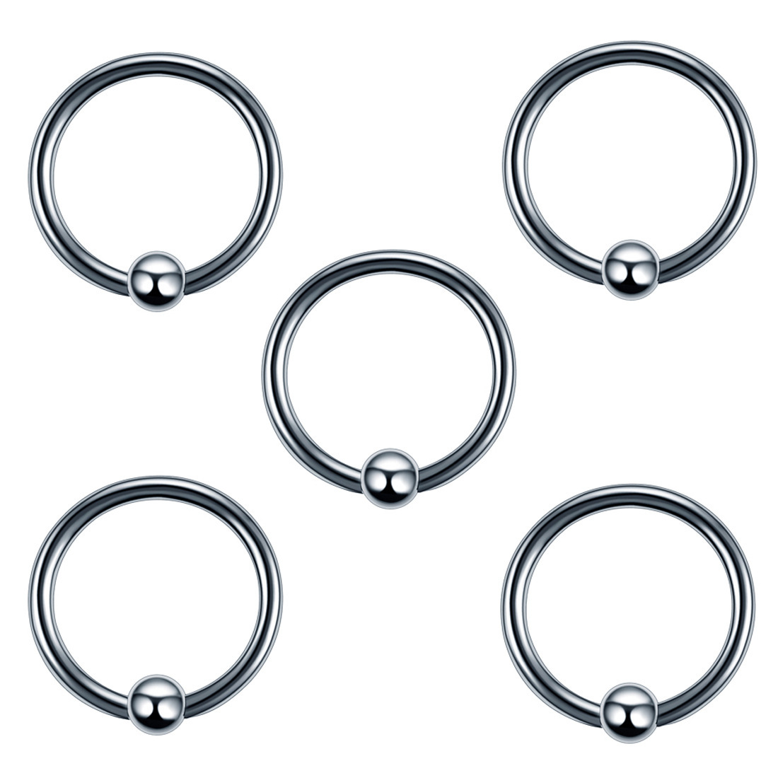 Stainless Steel Bead Cock Ring Set, 6 Sizes 2.5-4.0 cm, Manual Foreskin Restraint Rings - Image 4