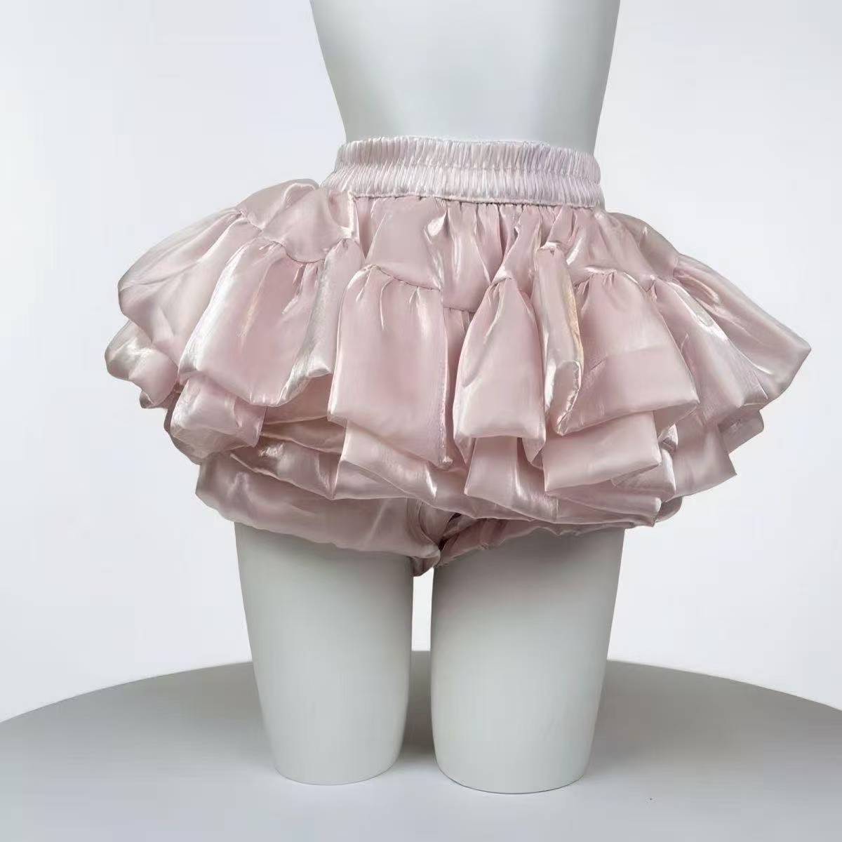 Sweet Lolita High-Waisted Puffy Mini Skirt, White Cake-Layer Design, Petite Fit - Image 2