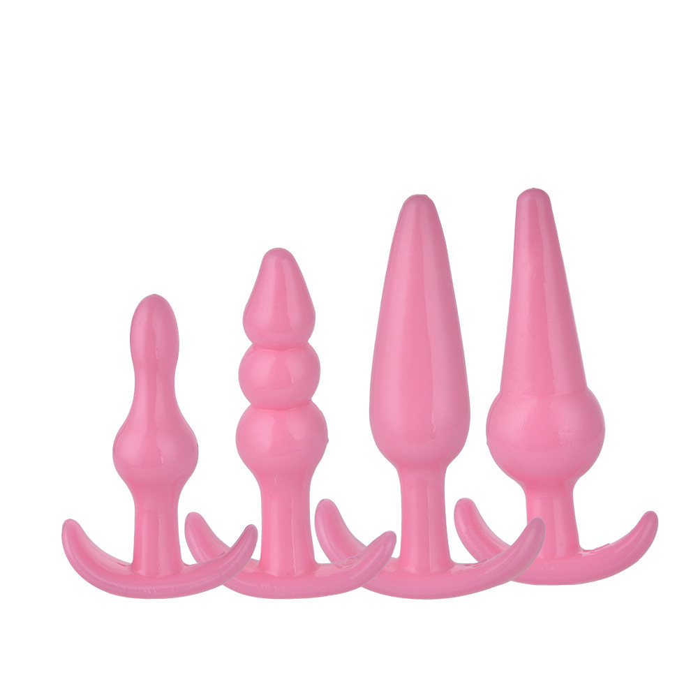 Four-Piece Anal Plug Bead Set, TPE, Purple, Graduated Sizes - Image 3