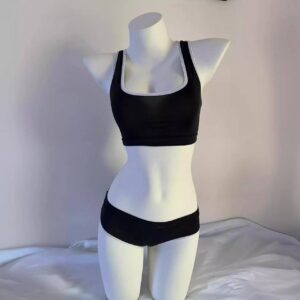 Two-Piece Sports Vest and Shorts Set, Sheer Color-Block Polyester, Grey