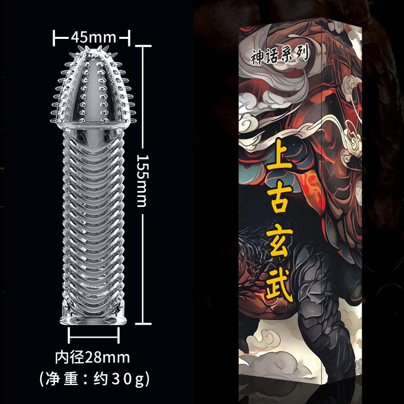 Four-Pronged Wolf Tooth Textured Condom Sleeve with Spiked Stimulation and Delay Lock - Image 3