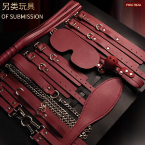 Jiuai SM Bondage Set for Couples with Nipple Clamps and PU Restraints, Black