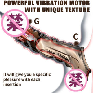 Vibrating Wolf-Tooth Delay Sleeve, Textured Lock-On Penis Extender for Couples