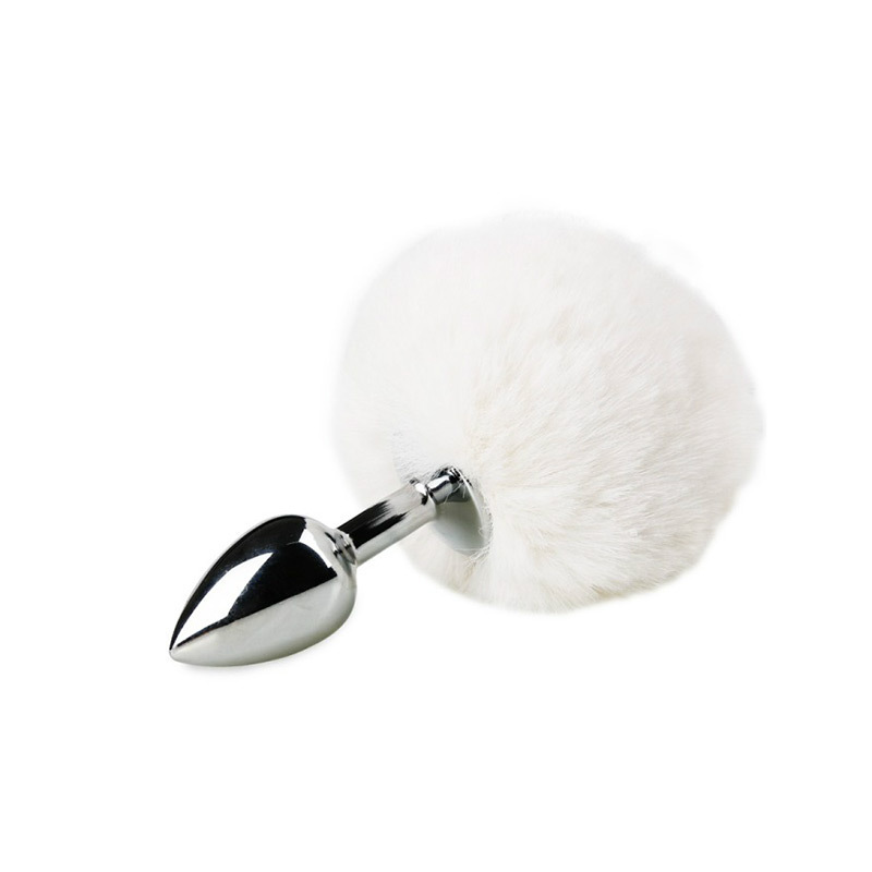 Mystery Anal Plug with White Faux Fur Ball Tail, Adult Anal Beads - Image 2