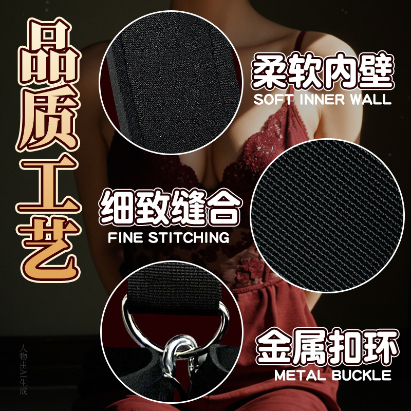 SM Reverse Handcuffs with Nipple Clamps, Polyester Bondage Restraint Set for Couples - Image 3
