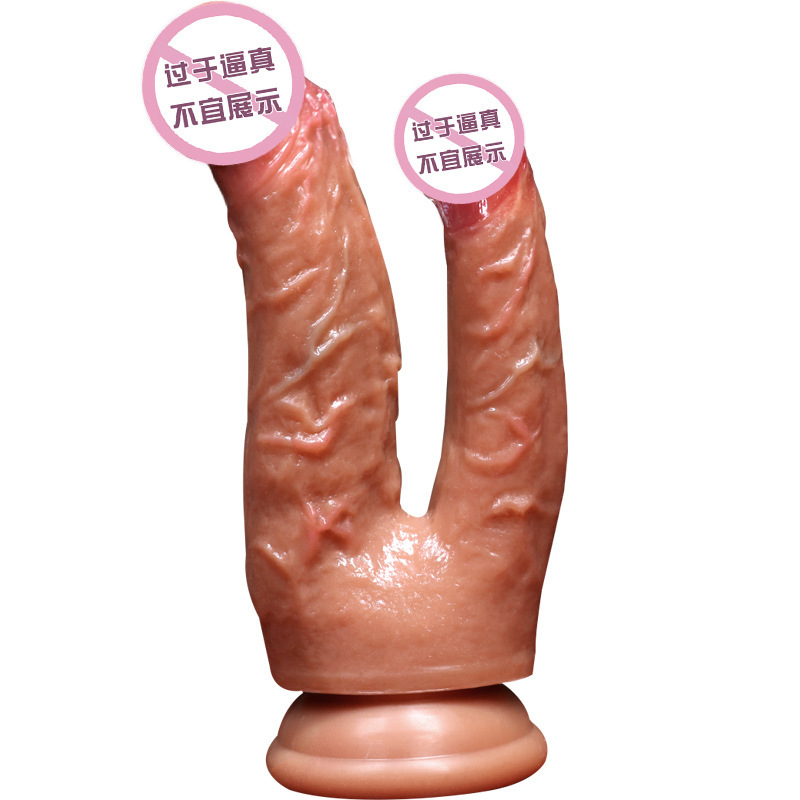 Double-Headed Silicone Dildo, Soft Realistic Brown, Adult Masturbation Device - Image 5