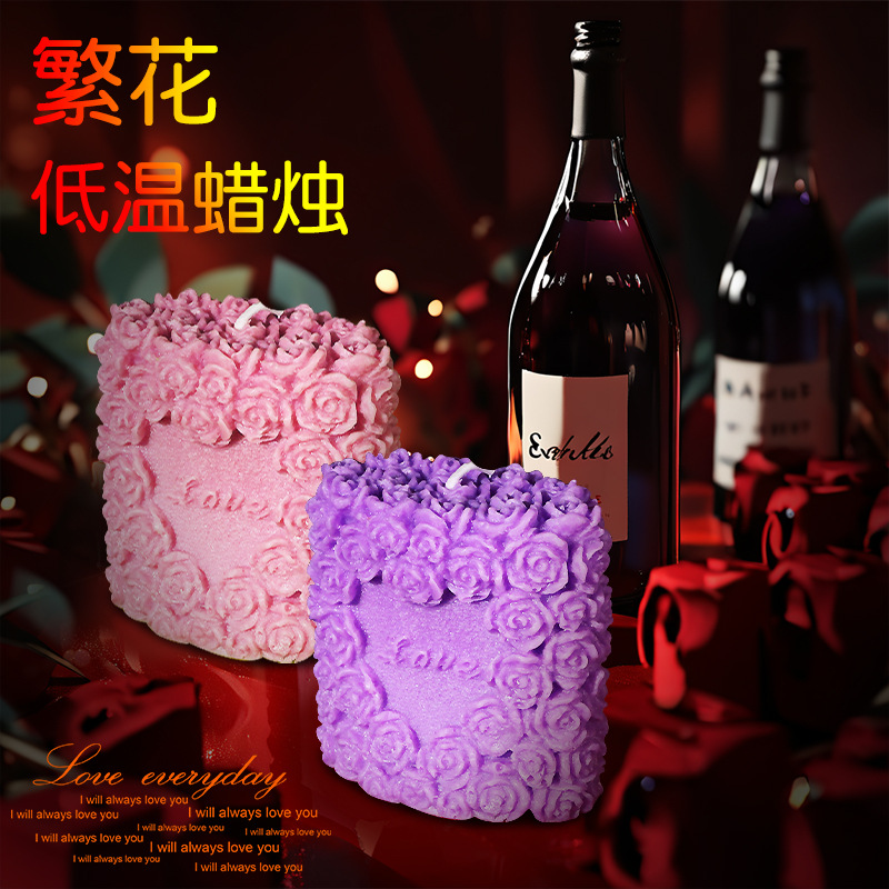 Low-Temperature Massage Candle for Couples Play, Rose Design, Purple, Wax Body-safe Formula - Image 4