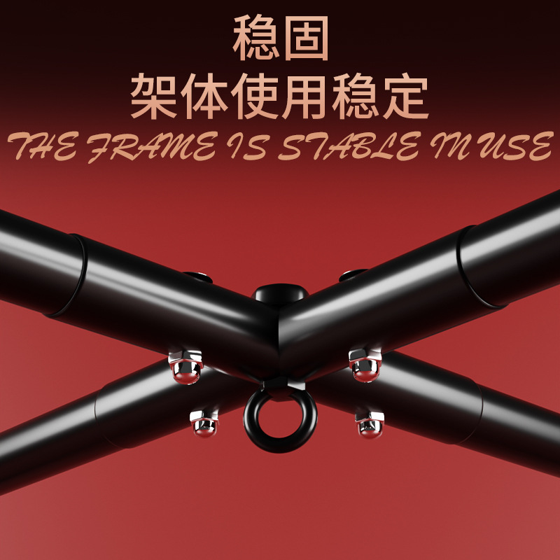 Jiuai SM Sex Furniture Bondage Swing Kit with Handcuffs, Black, 11-Piece Set - Image 3
