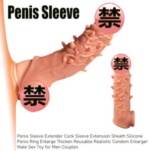 Wolf Tooth Textured Penis Sleeve, TPE Spiked Extender, Large-Particle Stimulation Cover