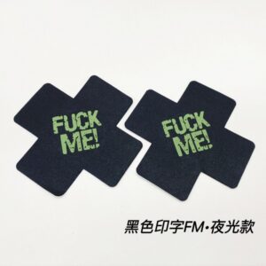 Cross-Shaped Letter-Printed Nipple Covers, Disposable Luminous Breast Stickers, Silk Fabric Invisible Nipple Covers